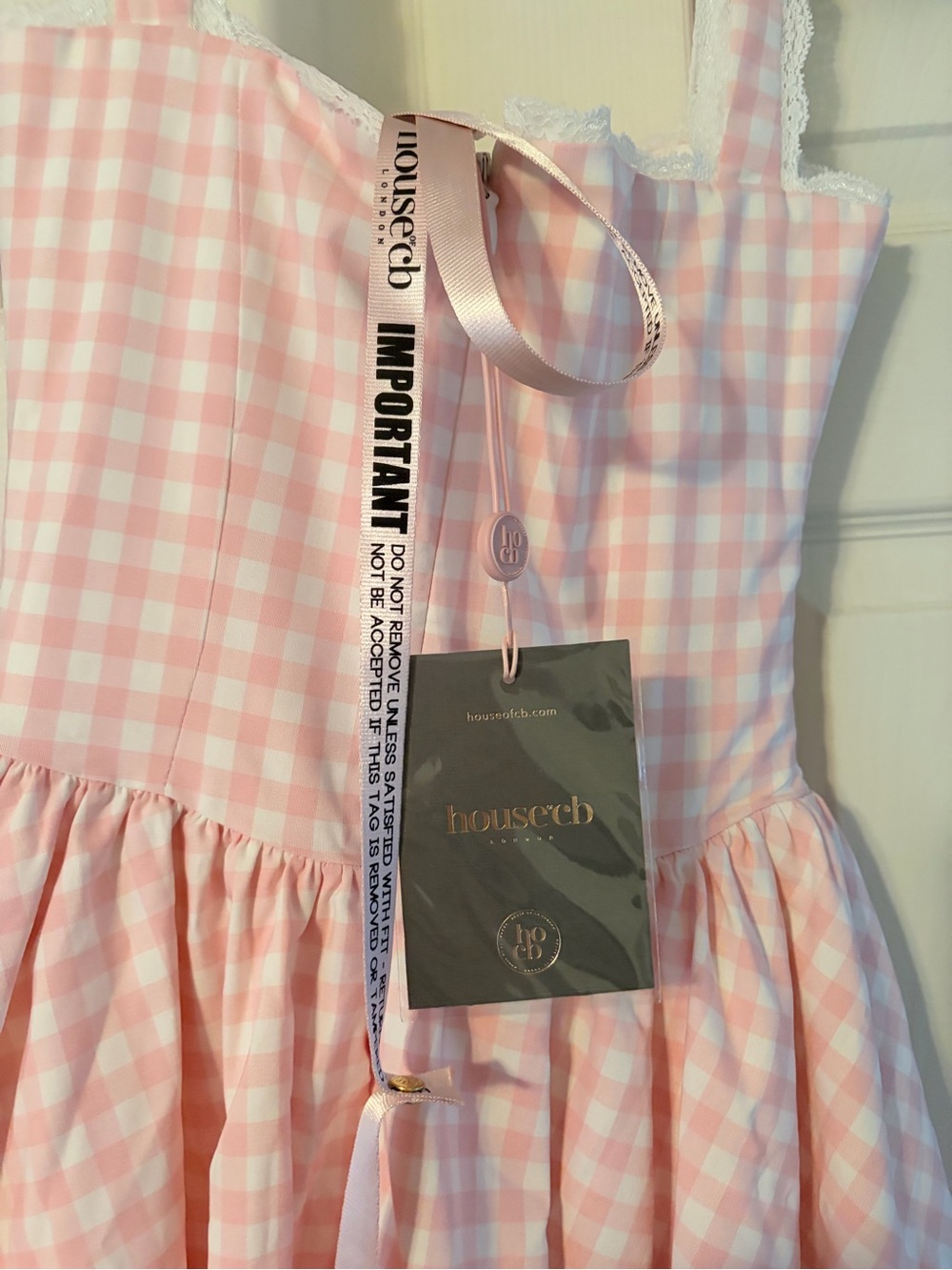 House of CB Strawberry Shortcake Brigitte Gingham Mini Dress Size Small A-C Cup - Picture 9 of 12